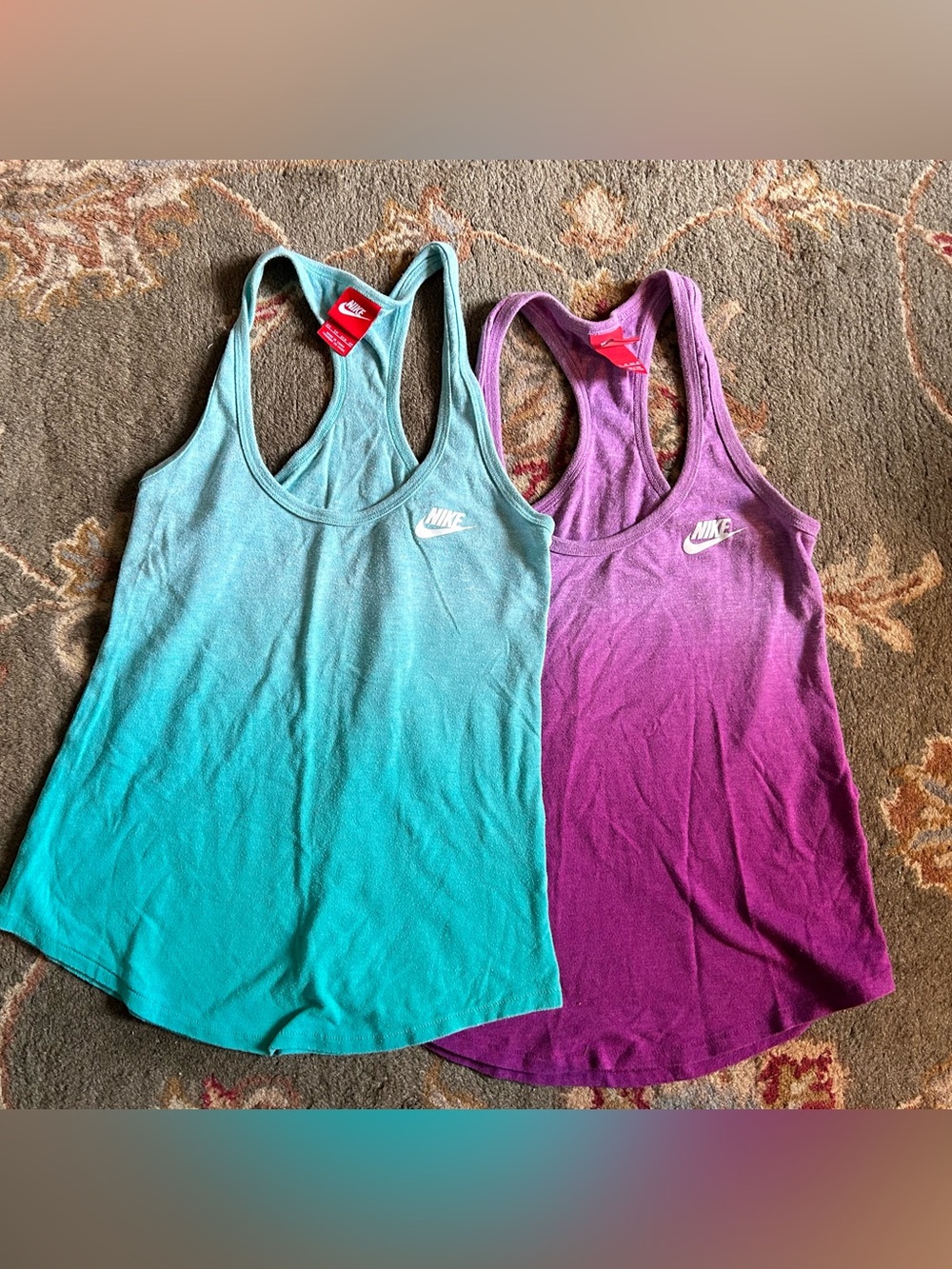 Nike Women’s Racerback Tank Tops - Teal Ombre & Purple Ombre